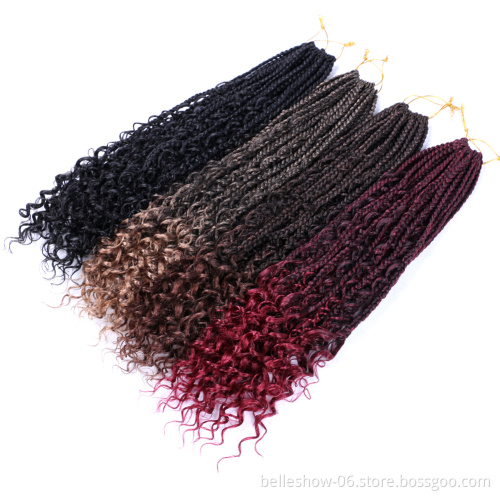 Hot sell Factory Price wholesale wavy synthetic Hair Extensions River locs 3X Box Crotchet Braids curly box braids